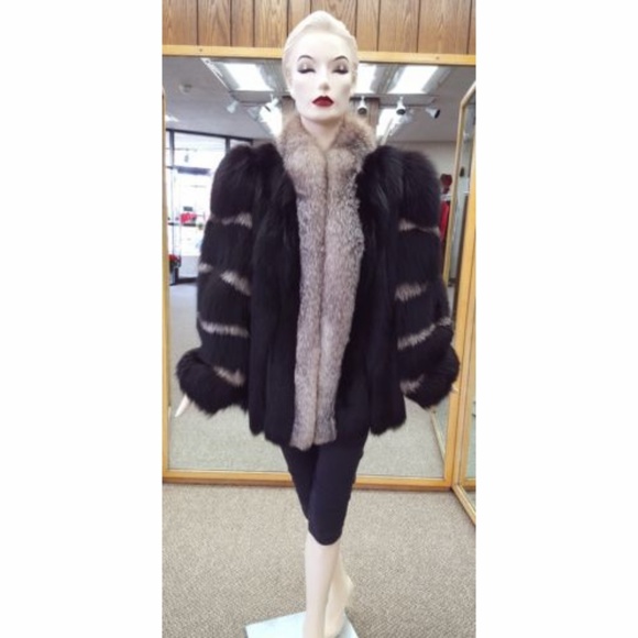 Black Fox Fur Jacket w/ Indigo Silver Fox